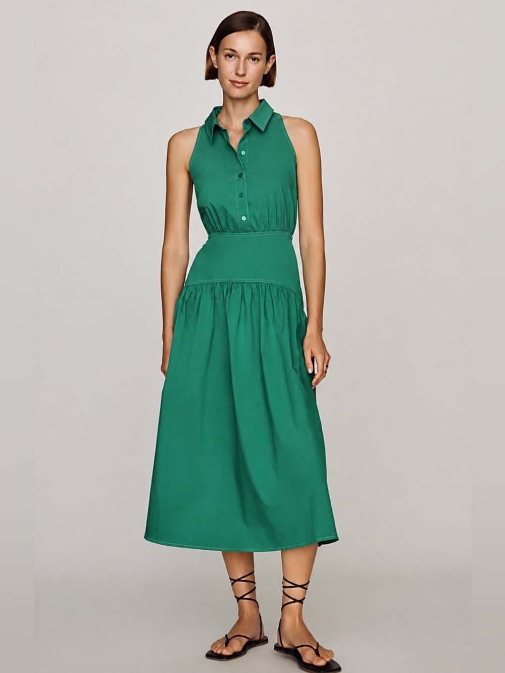 NWT Anthropologie Exquise Tobie Drop-Waist Midi Shirt Dress